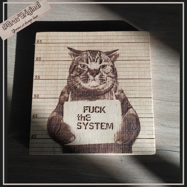 Gefangenenkatze - Gefangenenkatze - Fuck the System - Holzdekoration