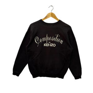Vintage Sweatshirt Japanese Brand Kenzo Printed Big Logo Graphic Unisex Menswear Sweater Pullover Streetwear Fashion Style Black Medium