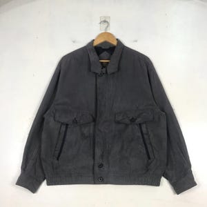 Vintage Vintaige Club Harrington Classic Design Double Pocket Jacket Menswear Fashion Bomber Outerwear Gray Large