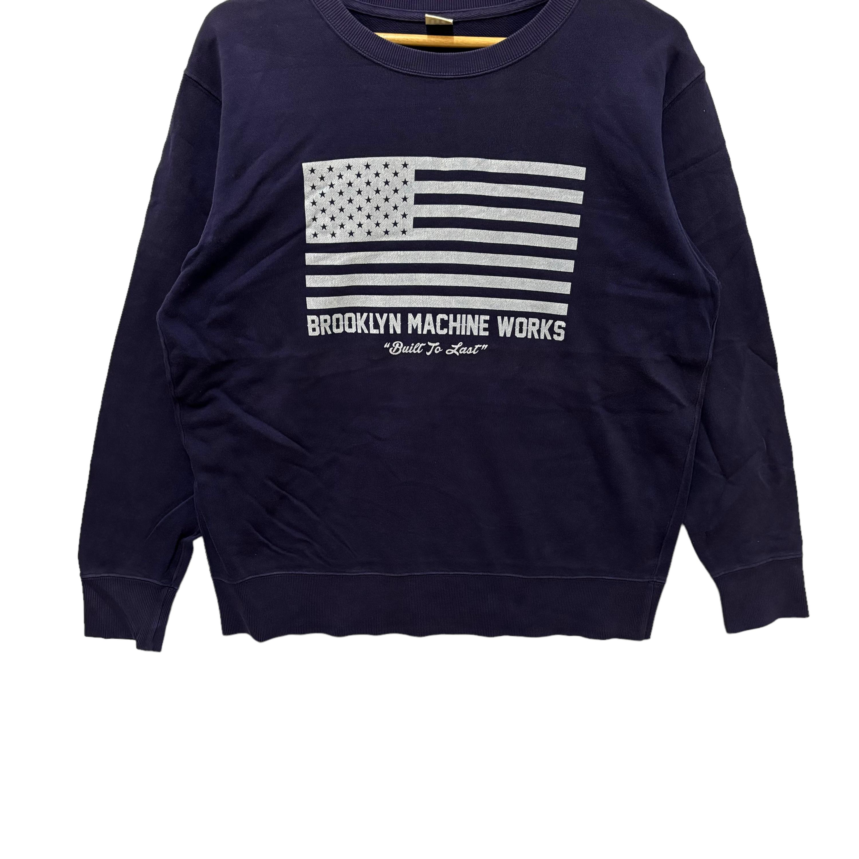Brooklyn Machine Works Uni Sweatshirt Y2k Printed Big Logo Graphic Unisex Menswear Sweater Pullover Streetwear Fashion Style Blue Large Etsy