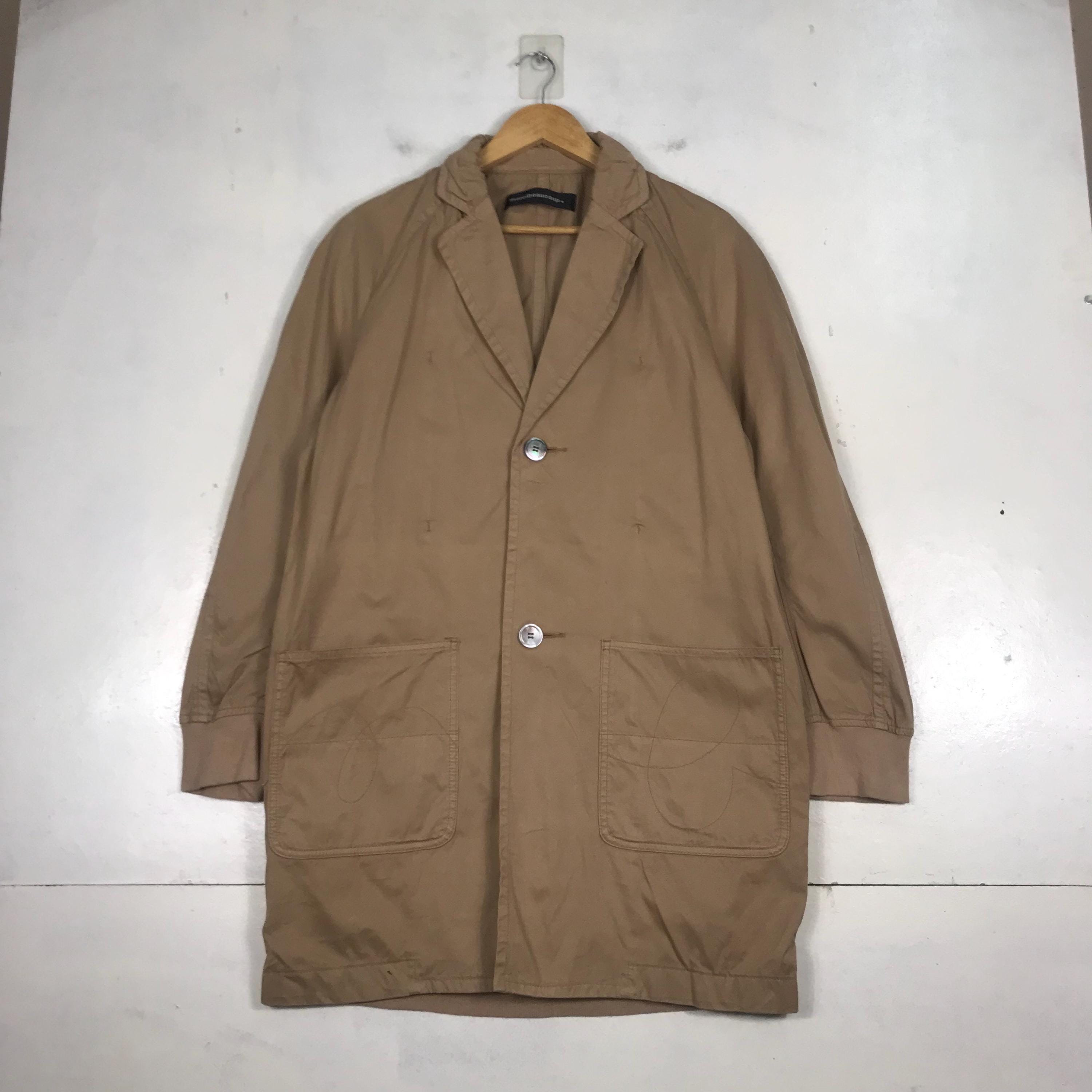 Japanese Brand Mercibeaucoup by Issey Miyake Long Coat Parka Jacket Menswear Fashion Outerwear Overcoat Minimalist Brown medium size