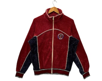 Vintage Sweatshirt Hysteric Glamour Japanese Brand Logo Graphic Unisex Menswear Sweater Full Zipper Pullover Streetwear Fashion Red Large