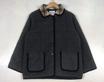 Vintage Courreges Paris Wool Double Pocket Jacket Menswear Fashion Style Outerwear Bomber Dark Gray Large