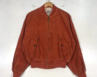 Vintage Fancy Ball Suede Valvet Jacket Menswear Fashion Outerwear Bomber Style Oranges Medium
