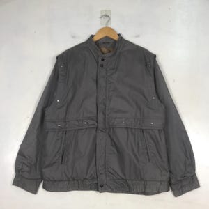 Vintage Utensilo Jacke Klassisches Design Harrington Style Vollreißverschluss Herrenmode Bomberjacke Style Oberbekleidung Grau Medium