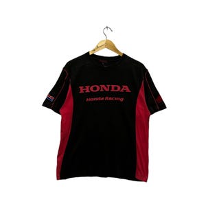 Vintage Honda Racing Motorsport Super Boldor HRC Design Big Logo Graphic Streetwear Style Casual Outfit Fashion Top tees Tshirt Black Medium