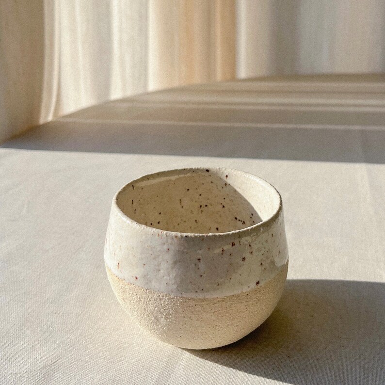 handmade made cup, chamotte clay, ochre colour, small mug for breakfasts, solo coffee cup, rustic cup