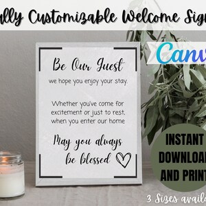 Welcome sign template for airbnb host editable template for vacation rentals be our guest