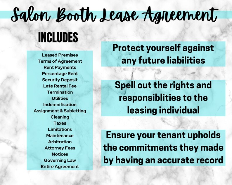 Salon Booth Rental Agreement Contract, Editable Booth Rental Agreement