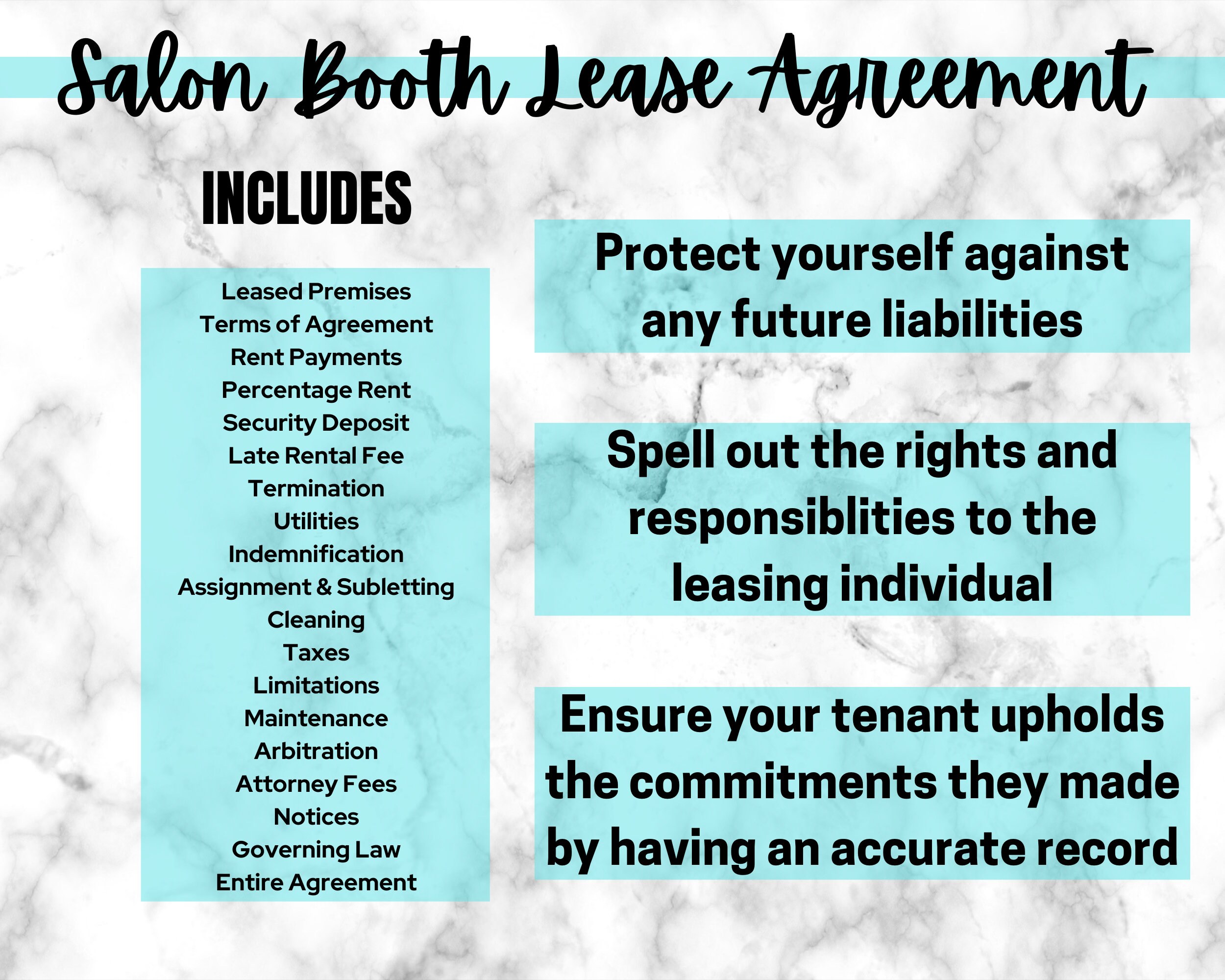 Salon Booth Rental Agreement Contract, Editable Booth Rental Agreement