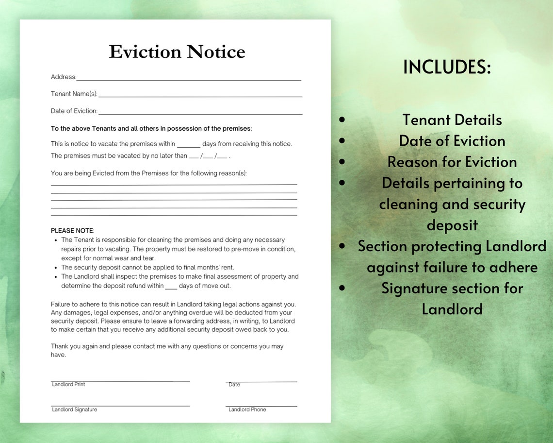 Eviction Notice Notice to Vacate Notice of Eviction Move Out Notice
