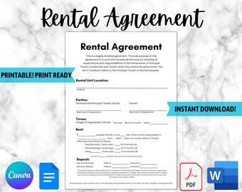 Trailer Rental Agreement Template. Printable PDF Lease / - Etsy