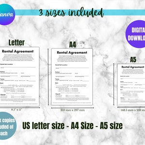 Rental Agreement Printable Contract Lease Template for Short Term ...