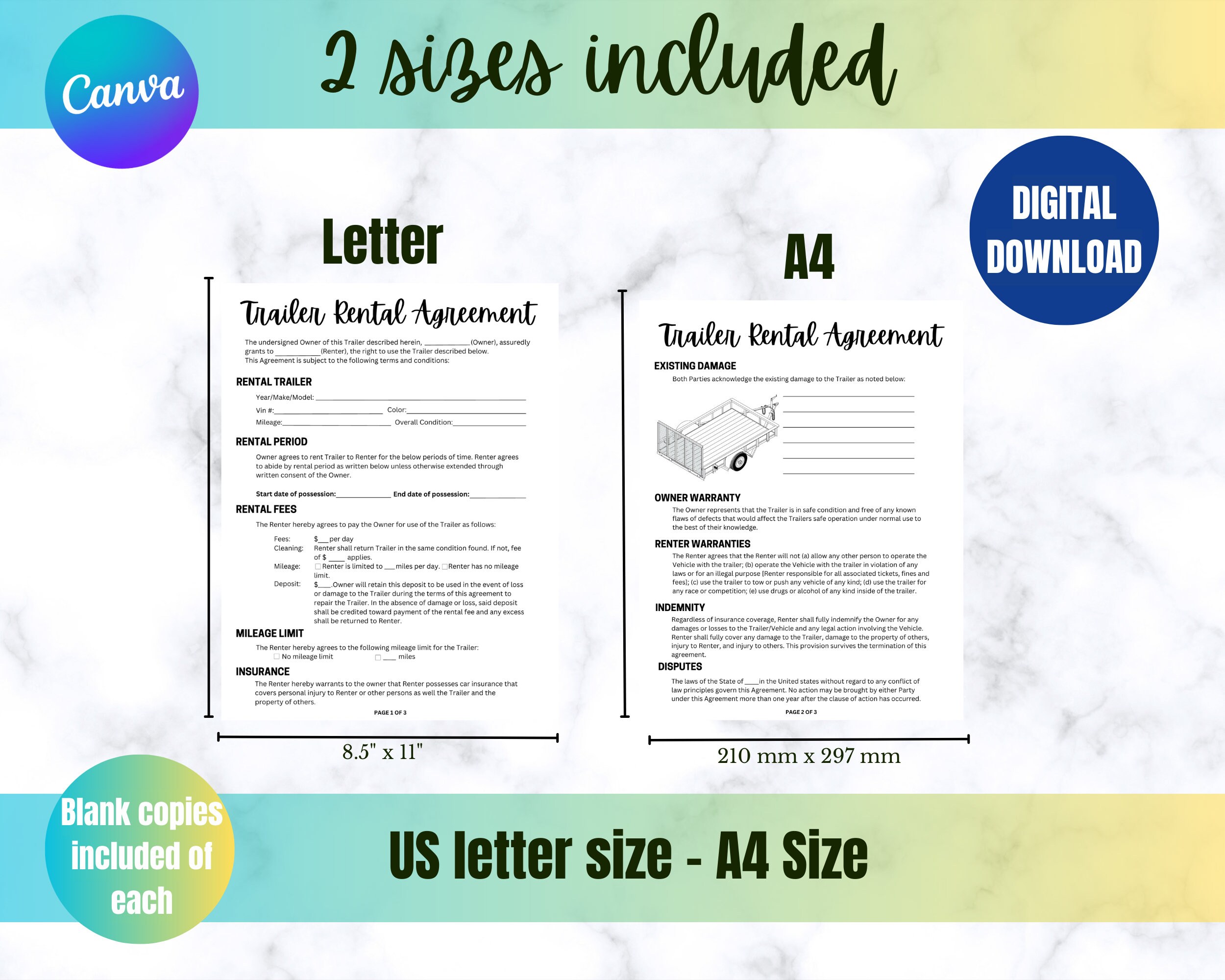 Trailer Rental Agreement Contract - Utility Trailer Rental Form ...