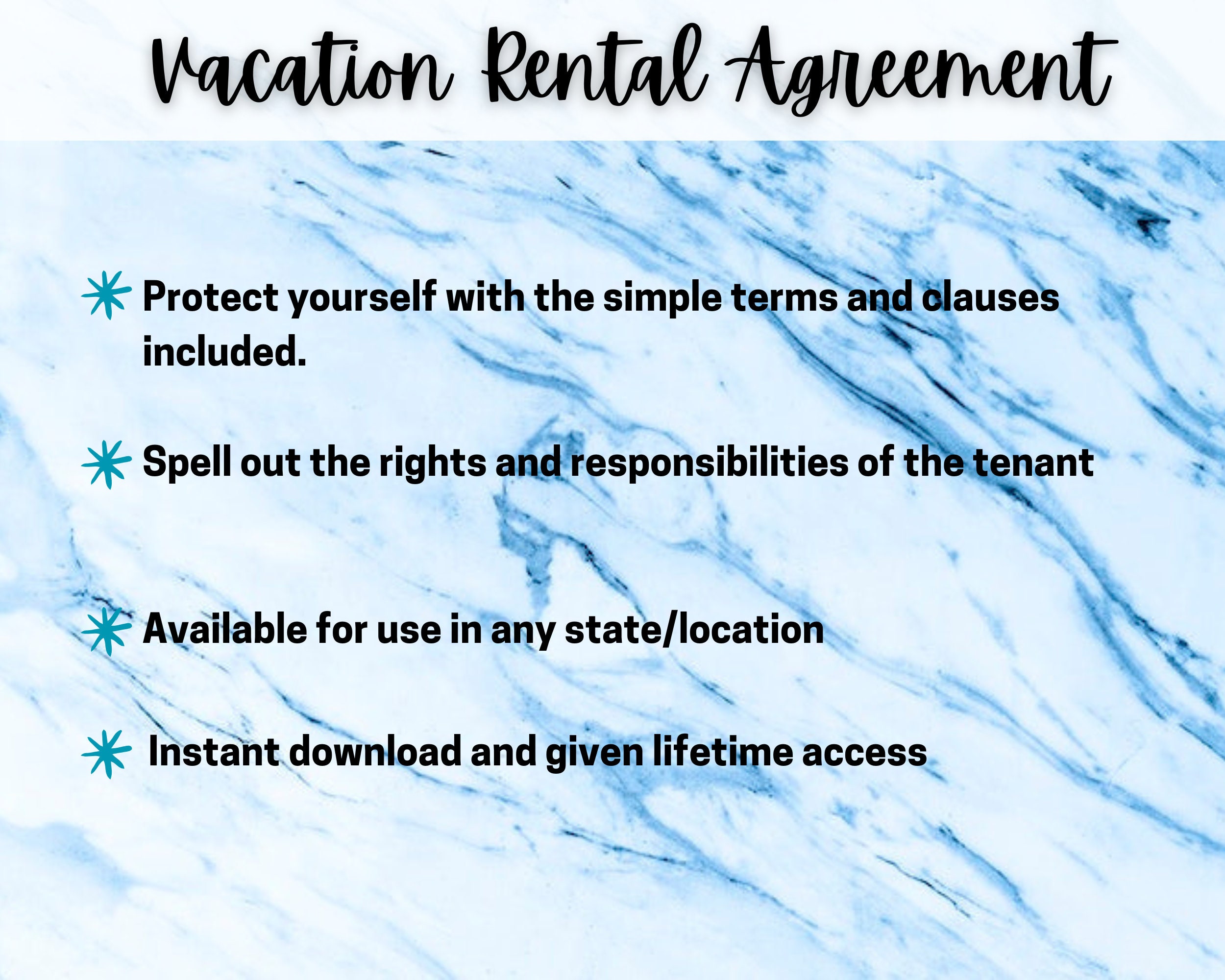 Short Term Rental Agreement, Vacation Rental Lease Agreement for VRBO Airbnb Vacation Rental