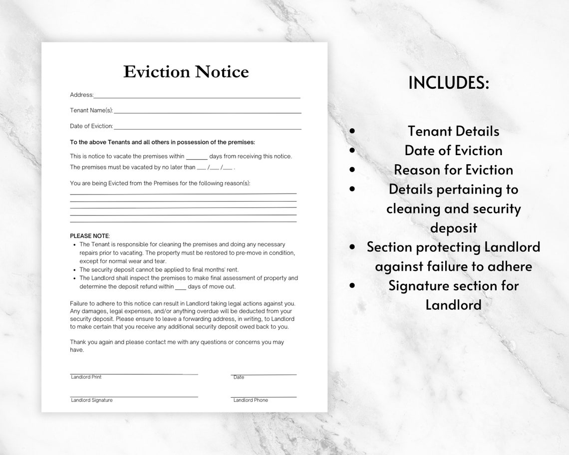 Evict Notice Template Notice to Vacate Eviction Notice Template for Eviction for Landlords