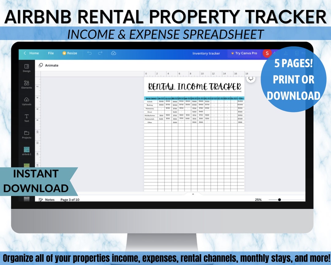 Rental Property Expense Spreadsheet Tracker for Landlord 5 Pack