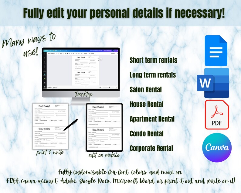 Rent Receipt Landlord Rental Receipt Template, Receipt Template for