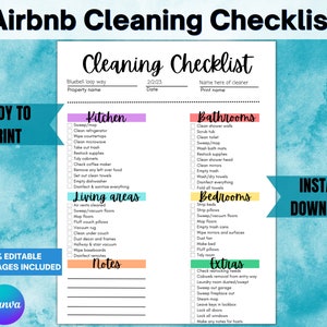 Lista de verificação de limpeza do Airbnb, lista de verificação de limpeza de aluguel por temporada, lista de verificação de limpeza do Airbnb,
