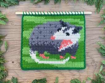 Screaming Opossum Crochet Wall Hanging Pattern *PDF* || Yarn Yowler Screaming Opossum Tapestry Crochet Digital Pattern