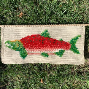 Salmon Run Crochet Wall Hanging Pattern PDF || Tapestry Crochet Pattern || Rustic Cottagecore Crochet Pattern
