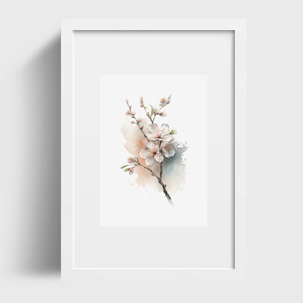 Watercolor Cherry Blossom Wall Decor, Cherryblossom Wall Art, , Spring Decor, Printable Poster, Digital Prints, Printable Wall Art