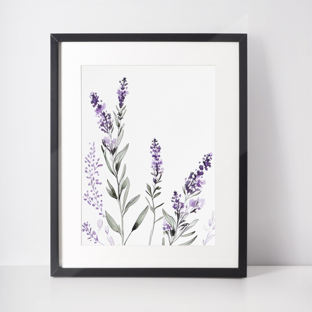 Printable Wall Art, Lavender Watercolor Series, Lavender Boho