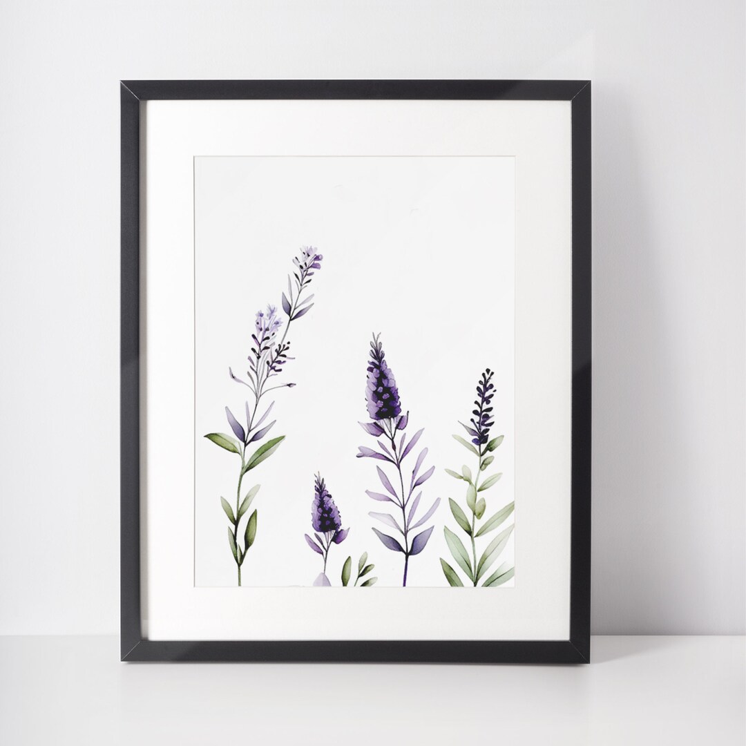 Printable Wall Art, Lavender Watercolor Series, Lavender Boho