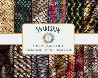 Padrão de réptil de papel digital de pele de cobra Textura em escala de animal exótico para copos, álbum de recortes, capa de telefone | Design perfeito | Uso comercial