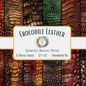 Crocodile Leather Digital Paper Exotic Animal Pattern, Alligator Skin, Reptile Texture | Seamless Design | Commercial Use Download