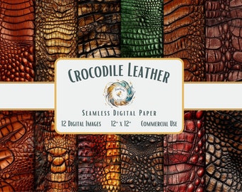 Crocodile Leather Digital Paper Exotic Animal Pattern, Alligator Skin, Reptile Texture | Seamless Design | Commercial Use Download