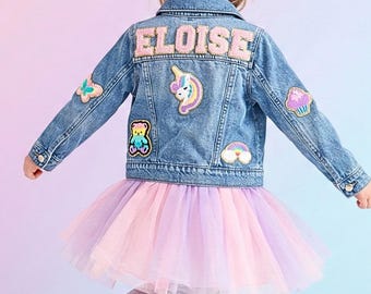 Patch Denim Jacket for Girl Name Personalized Jean Jacket for Tween Custom Name Jacket Custom Gift for Best Friend Gift for 10 Year Old Girl