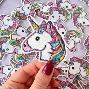 Rainbow Unicorn Iron On Patch Embroidered Kawaii Applique for Kids Craft Project Ideas for Toddler Favor Ideas DIY Backpack Patches for Girl