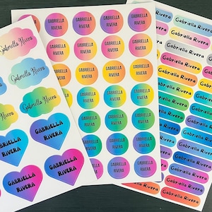 School Supply Labels Girls Rainbow Kids Label Name Stickers Back to School Labels Personalized Name Stickers Daycare Labels Customized Name