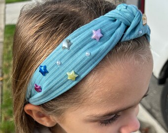 Toddler Girl Top Knot Headband Little Girl Headband Sparkle Headband for Kid Knotted Headband for Women Hair Accessory Gift Sequin Headband
