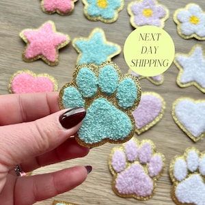 粘着パッチ シェニール 肉球パッチ トラッカーハットパッチ用 かわいい子供用衣類パッチ 動物パッチ パステルカラーパッチ 縫い付けパッチ