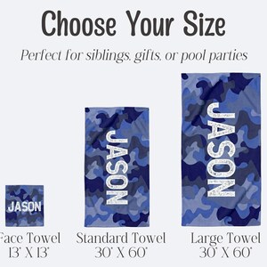 Beach Towel With Name Summer Present Boy Bath Wrap Personalized Name Gift Custom Summer Camp Birthday Favor Pool Party Gift for Little Boy image 2