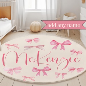 Benutzerdefinierte Bogen-Dekor-Kinderzimmer-Teppich-Mädchen-Raum-Dekor-Bogen-Teppich-personalisierte Baby-Mädchen-Raum-Ideen für Babyparty-Bogen-Thema-Kinderzimmer Kokette Bogen-Rosa