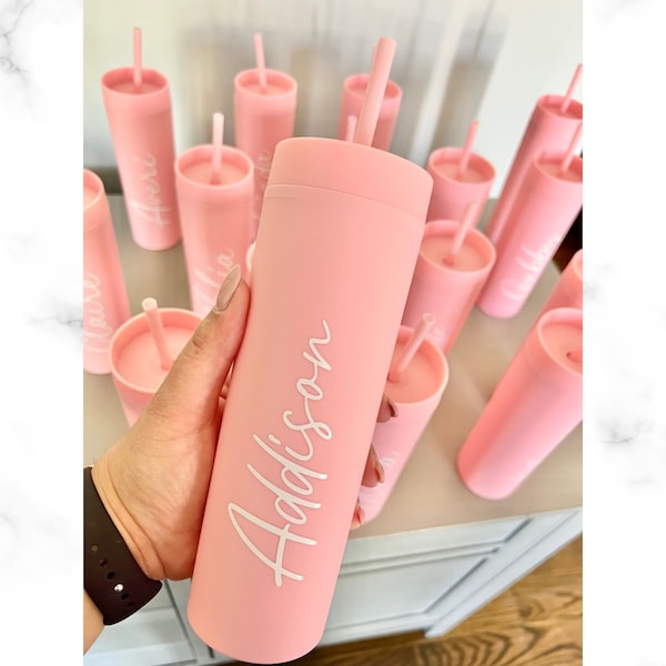 Custom Tumbler with Name Personalized Cup with Straw Kids Birthday Party Favors for Girl Custom Water Bottle Teen Birthday Tumbler Cup Gift