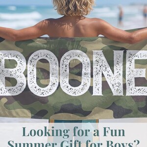 Beach Towel With Name Summer Present Boy Bath Wrap Personalized Name Gift Custom Summer Camp Birthday Favor Pool Party Gift for Little Boy image 20