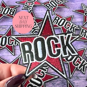 Rock Star Patches for Clothing Iron On Patches for Jean Jacket Small Red Patch Rock n Roll Patches for Boys Trucker Hat Patch Music Lover