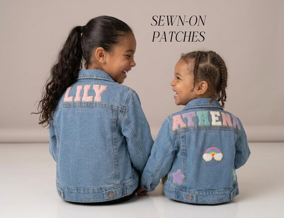 Personalized Kid Denim Jacket Custom Name Matching Jacket for Sister Personalized Gift for Sibling Outfit Idea for Girl Birthday Gift Cousin