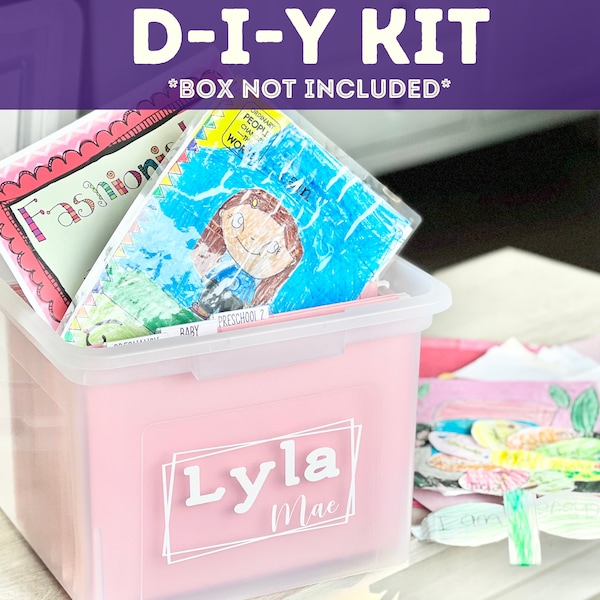 DIY Kit Kids File Box Milestone Tote Memory Box Schoolwork Organization Box Kit Storage Kid Keepsake Bin Schoolwork Storage Milestone Bin
