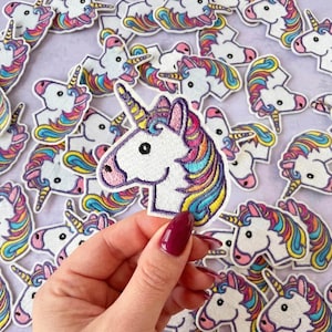 Rainbow Unicorn Iron On Patch Embroidered Kawaii Applique for Kids Craft Project Ideas for Toddler Favor Ideas DIY Backpack Patches for Girl