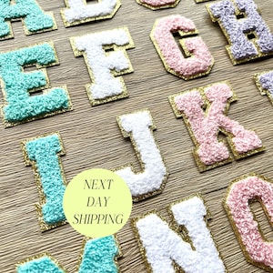 Self Adhesive Chenille Letter Patch Varsity Letter Patches Pastel Alphabet Letters for Craft Project Sticker Patches for Kid Clothing Patch