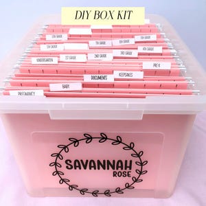 DIY School Memory Box Child Keepsake Box Kit Milestone Tote Kid Keepsake Bin DIY Keepsake Tote Baby Girl Schoolwork Box Label DIY Memory Bin