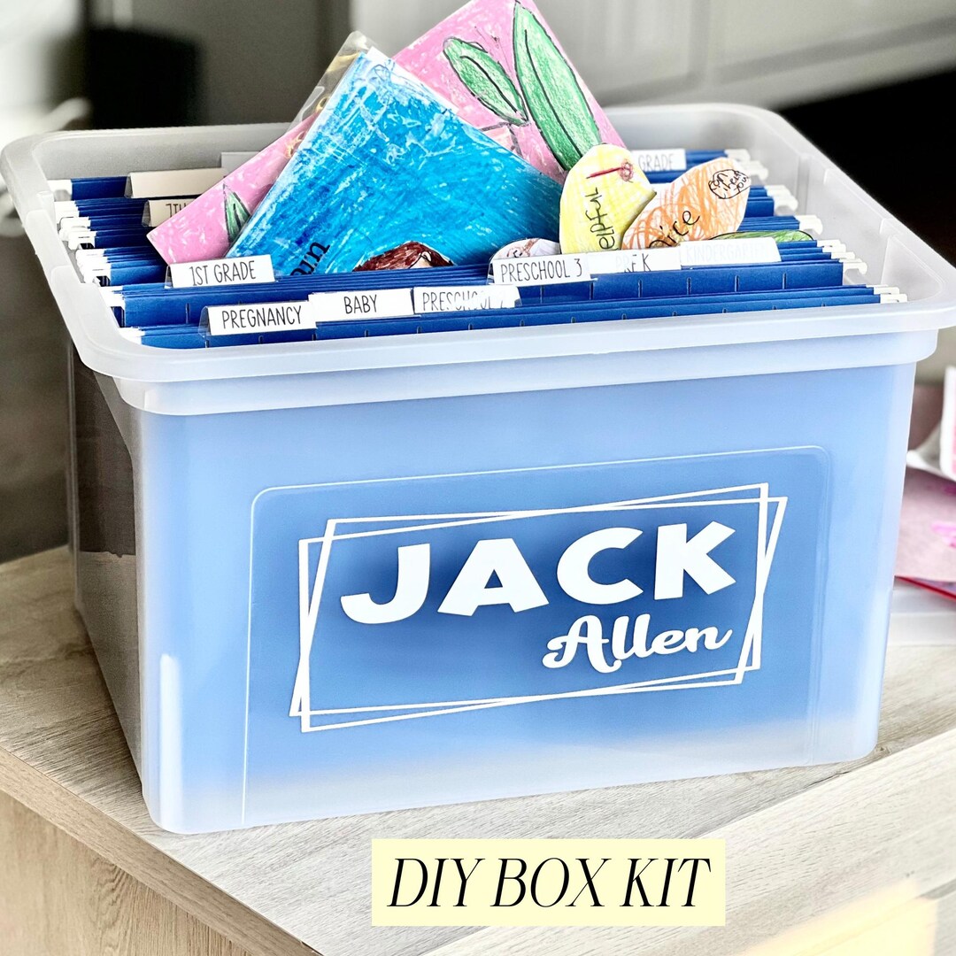 DIY School Memory Box Kit: Personalized File Box Labels & Inserts - Etsy