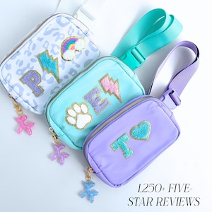 Initial Patch Crossbody Bag Customizable Birthday Gift Toddler Bag Custom Fanny Pack Cute Design Purse for Girl Age 10 Present Idea for Kids