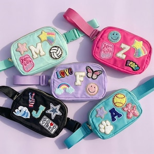 Custom Initial Crossbody Bag Monogrammed Pastel Belt Bag for Girls Gift for Daughters Birthday Personalized Purse for Little Girl Gift Idea