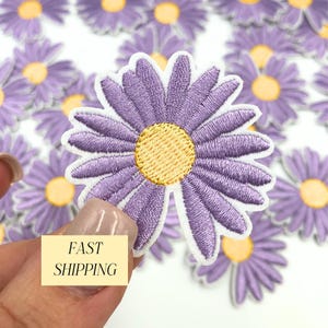 Purple Daisy Iron On Patch Floral Jean Jacket Applique Girls Clothing Patch for Women Hat Patches for Girl Birthday Party Gift for Toddler